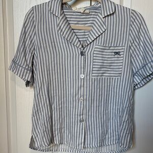 Blue Rose Striped Pajama Top